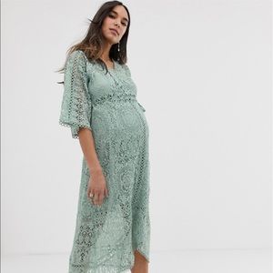 ASOS Maternity Lace Wrap Midi Dress